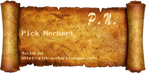 Pick Norbert névjegykártya